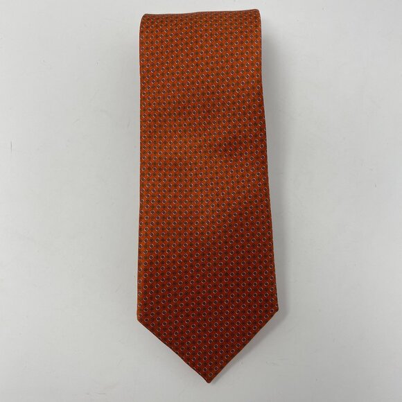 NEW brioni orange print silk mens neck tie